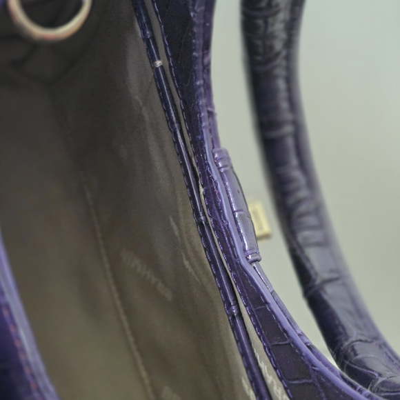 Brahmin Purple Croc-Embossed Leather Satchel - Picture 11 of 16
